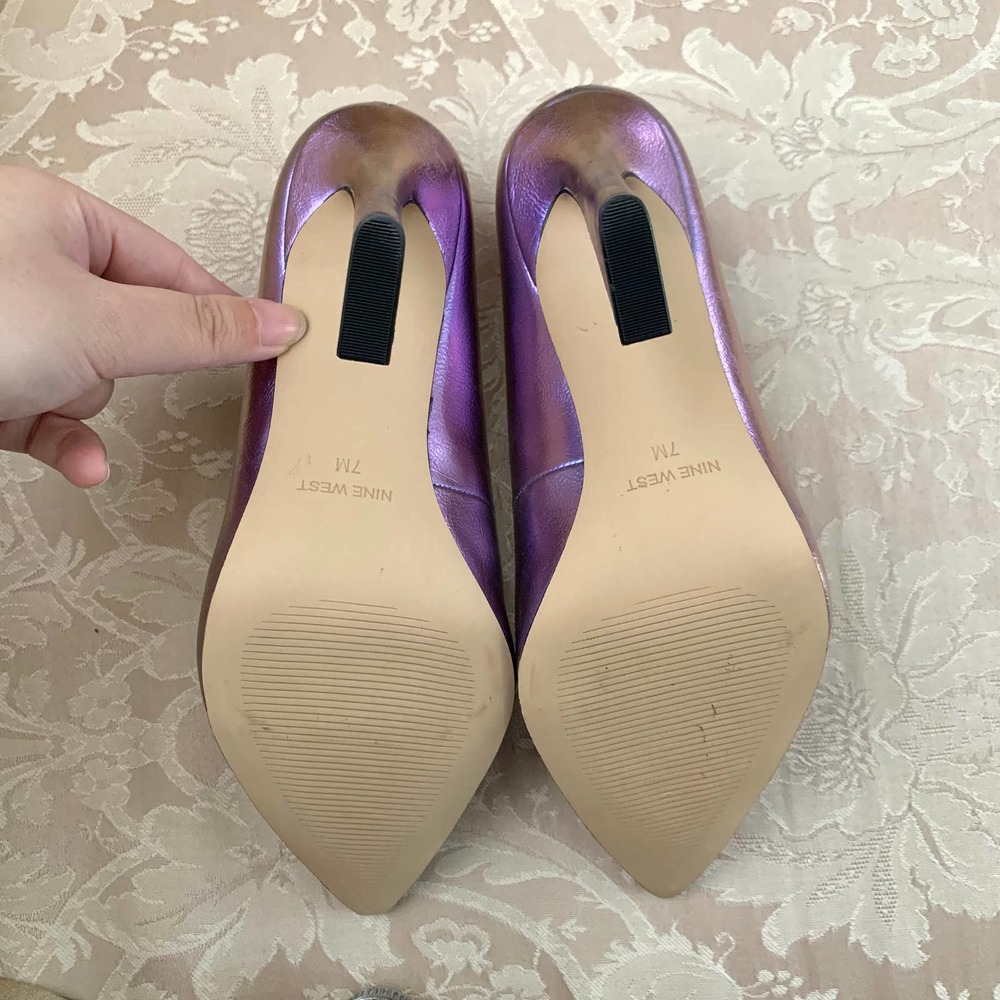 NEW Nine West Trendz 3 Pointy Toe Pumps in Purple Iridescent 7 - Picture 9 of 12